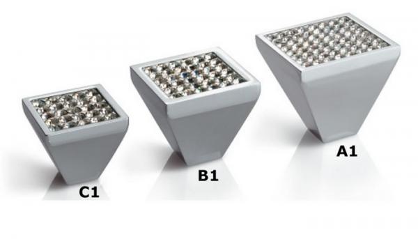 Aluminiumgriff mit Kristallglas A1-30x30mm verchromt