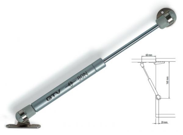 Gasdruckfeder mit 80N Druckkraft Mini