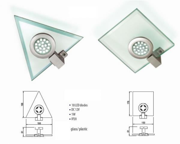 LED Dreieck Möbelleuchte 1Watt-12V/DC