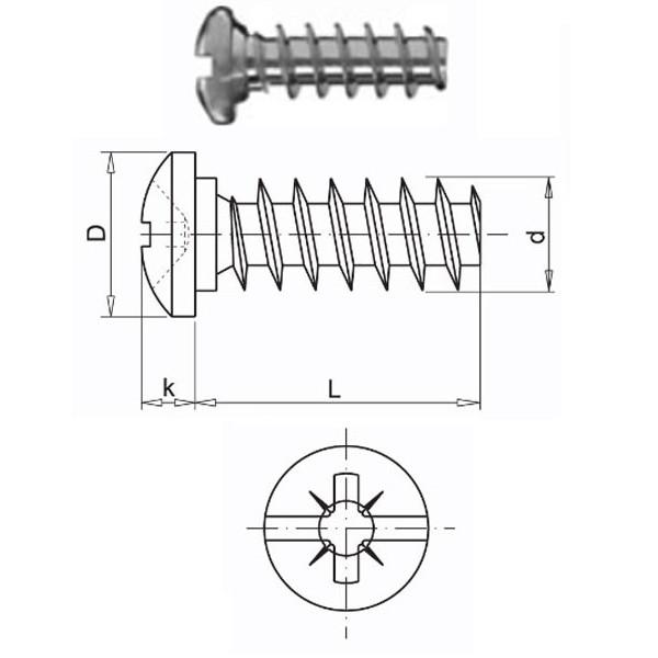 Euroschraube 6,3x13 mm Linsenkopf / Pozidrive verzinkt