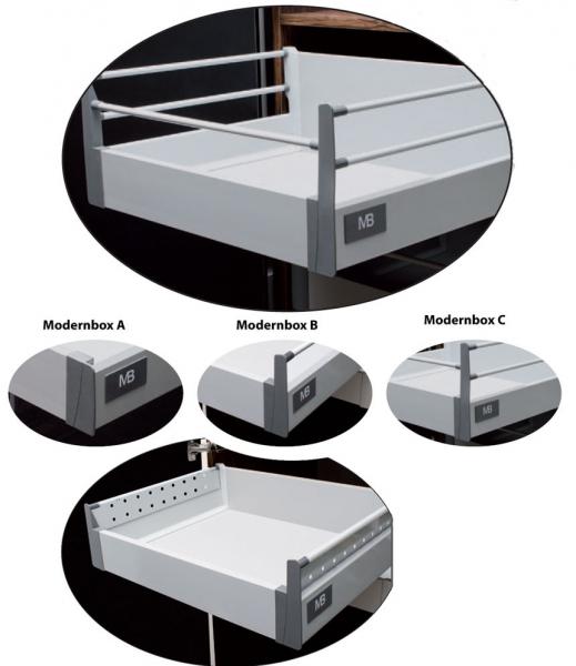 Frontreling für Modernbox 1100mm lang grau