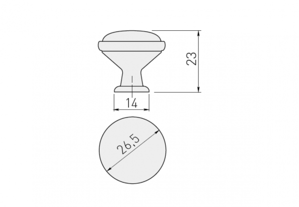 Porzellanknopf J4 Altmessing - Altsilber - Porzellan