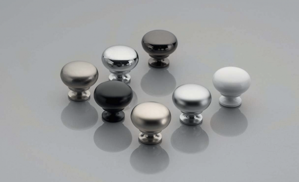 Möbelknopf BERGAMO Aluminium - Chrom - Edelstahloptik - Schwarz Matt - Schwarzchrom - Weiss