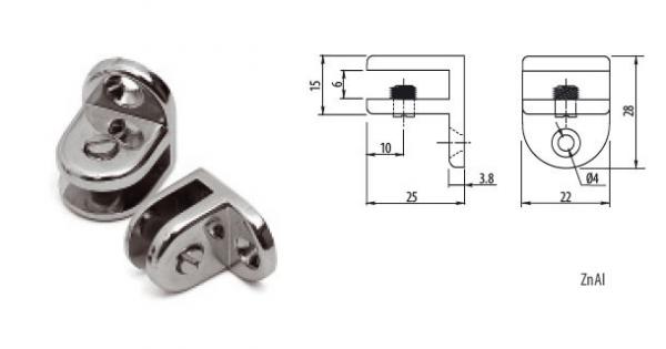 Glasbodenträger bis 5 mm verchromt