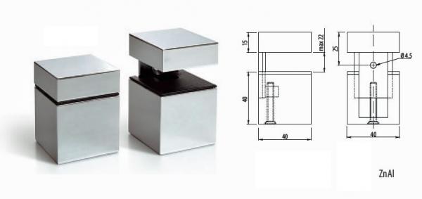 Bodenträger bis 22mm - Aluminium - Chrom - Edelstahl / INOX - Satin