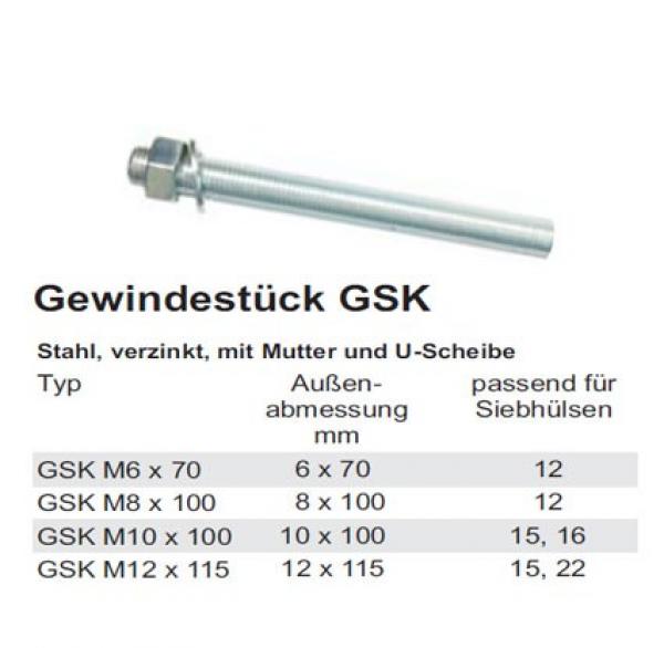Gewindestück M8 x 100, 1 Stück
