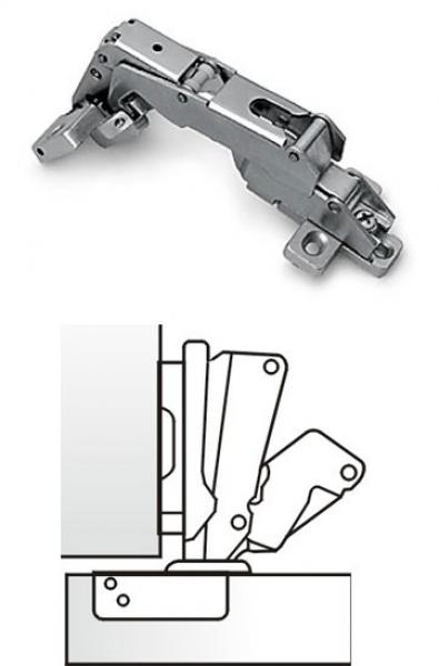 Winkelscharnier 165° Öffnungswinkel mit Kreuzmontageplatte