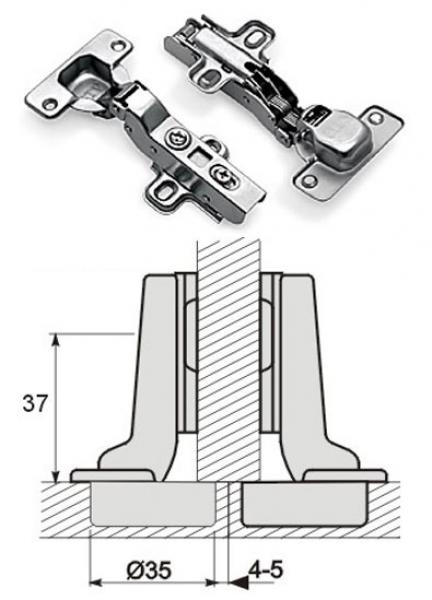 Automatikscharnier Mittelseite mit integrierter Schließtechnik