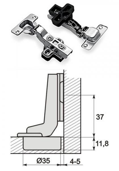 Automatikscharnier Innenseite mit integrierter Schließtechnik