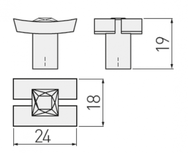 Möbelknopf GZ-71C Chrom mit Glas