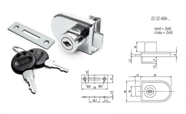 Glastürschloss bis 8mm Glasstärke