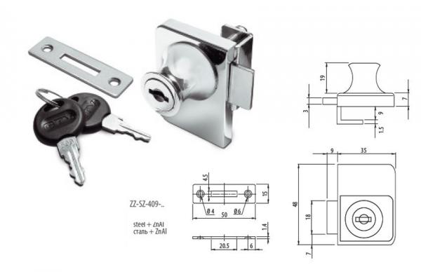 Glastürschloss bis 8mm Glasstärke