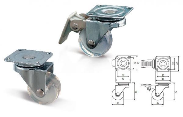 Möbelrolle Ø35 Gummirad ohne Bremse