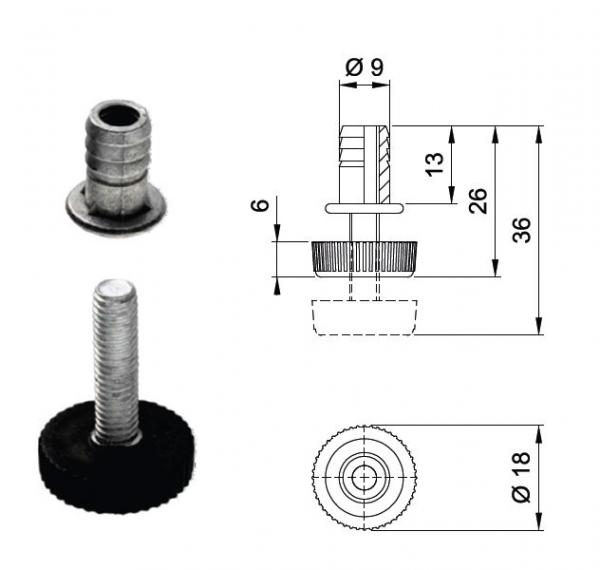Regulierschraube mit Muffe M6