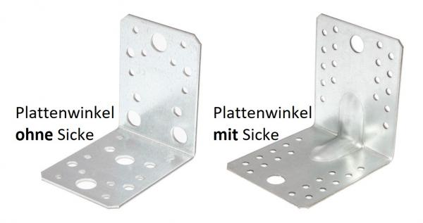 Plattenwinkel mit und ohne Sicke galvanisch verzinkt