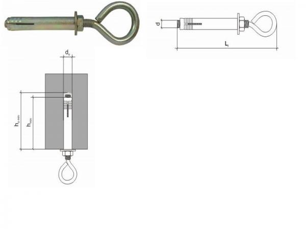 Stahlanker 12x140 mit Ösenhaken (O), 1 Stück