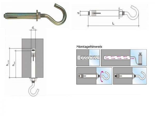 Stahlanker 8x85 mit Rundhaken (C), 1 Stück