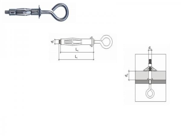 Mollydübel mit Ösenschraube 4x32, 10 Stück