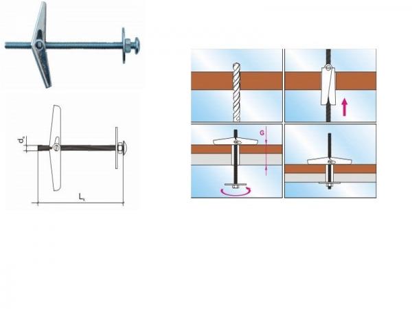 5x90 Federklappdübel 10Stück