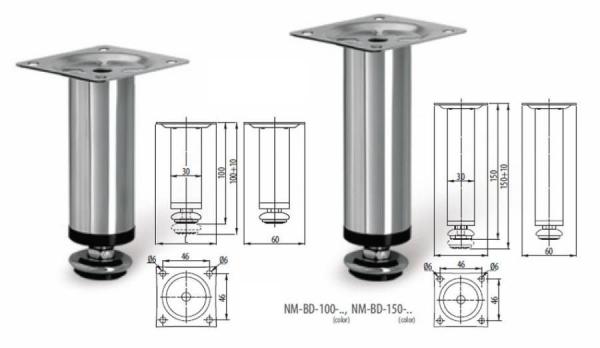 Möbelbein 100mm Chrom NM-BD-100