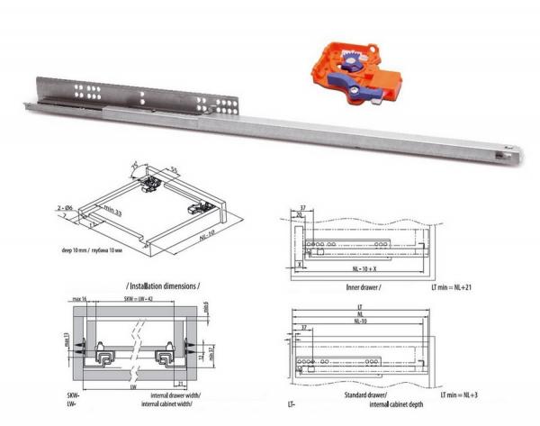Vollauszug Set Holzschubkästen 350mm mit Push to Open System