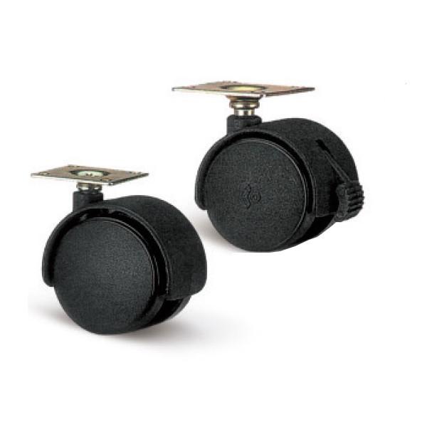 Möbelrolle ∅40 mm ohne Bremse mit Befestigungsplatte
