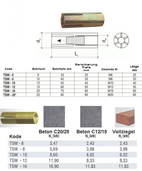 Einschlaganker M20, 10 Stück