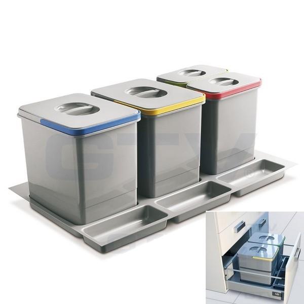 Trennsystem für Schubladen mit 2x15L + 2x7L Sammler