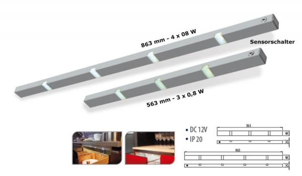 LED Unterbauleuchte Perla 863 mm mit Sensorschalter