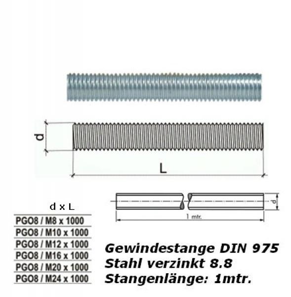 Gewindestange - Stahl verzinkt - Festigkeitsklasse 8.8 - DIN 975