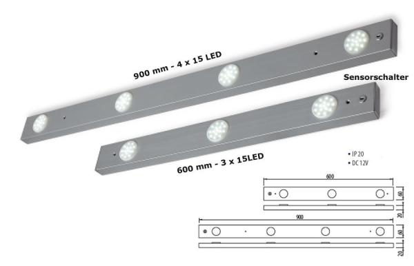 LED Unterbauleuchte Rota 900 mm 4x15 LEDs mit Sensorschalter