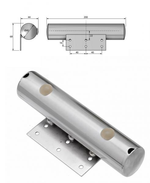 Möbelbein flach SL 05 verchromt Ø40 x 200mm