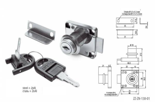Möbelschloss mit Klappschlüssel verchromt
