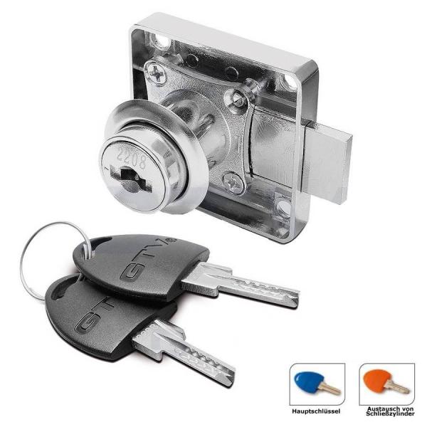 Möbelschloss mit codiertem Schließzylinder verchromt