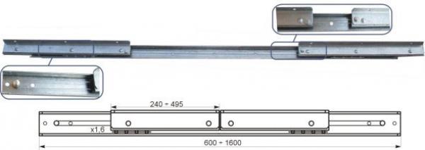 Tischplattenführungen 600mm Synchron mit Stahlline (2Stück)
