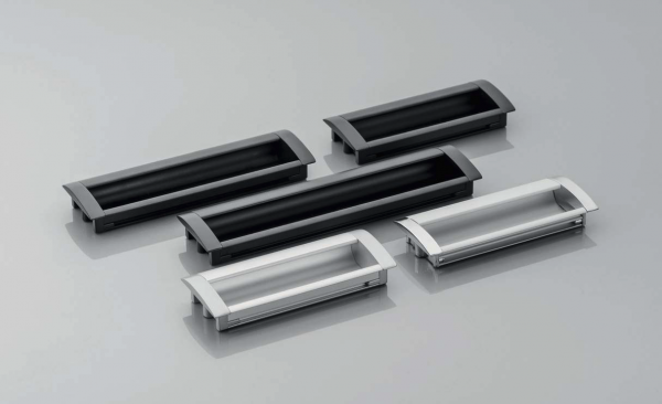 Einlassgriff / Muschelgriff UA-326 Aluminium - Chrom - Schwarz