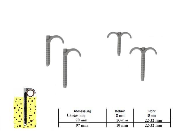 Rohrhaken KRALLE einseitig 70 mm, 200 Stück
