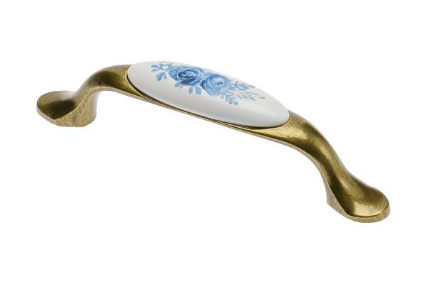 Porzellangriff UP-728P Altmessing - Altsilber - Porzellan - Lochabstand 96mm