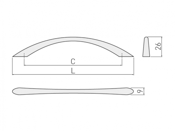 Möbelgriff UZ-06 Aluminium - Chrom - Messing - Satin - Lochabstand 96mm - 128mm