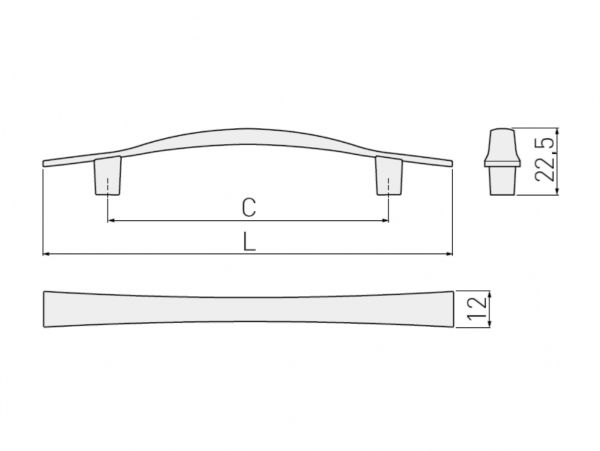 Möbelgriff UZ-13 Aluminium - Chrom - Messing - Satin - Lochabstand 96mm