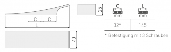 Möbelgriff UZ-804 - verchromt - Lochabstand 64mm