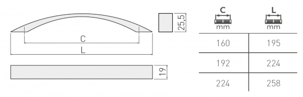 Möbelgriff CALABRIA Chrom - Edelstahloptik - Lochabstand 160mm - 224mm