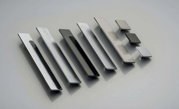 Möbelknopf HILL Aluminium - Chrom - Edelstahloptik - Schwarzchrom