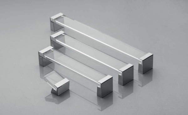 Möbelgriff Oliva Acryl / Edelstahl - Lochabstand 160mm - 256mm