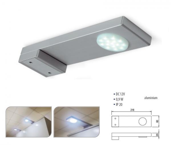 LED Möbelaufbauleuchte Vitoria mit 15 LED-0,9W Aluminium
