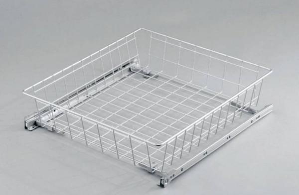 Ausziehkorb rollengeführt - Korbhöhe 12cm - 22cm - Korbbreite 250mm bis 610mm - Farbe weiss, silber oder anthrazit