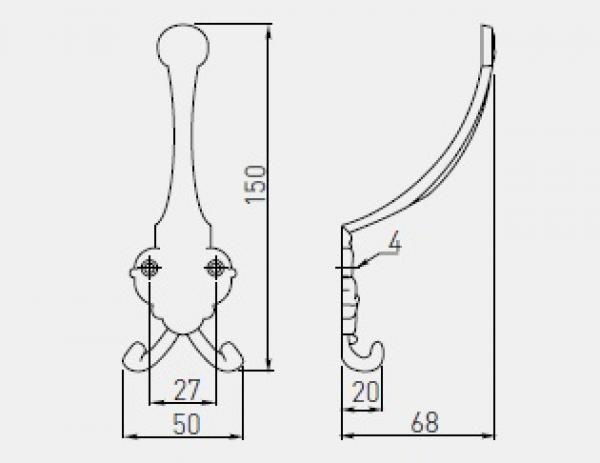 Kleiderhaken - Rustikal Doppelhaken