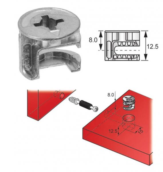 Exzenter-Schrankverbinder 12,5mm, 1 Stück