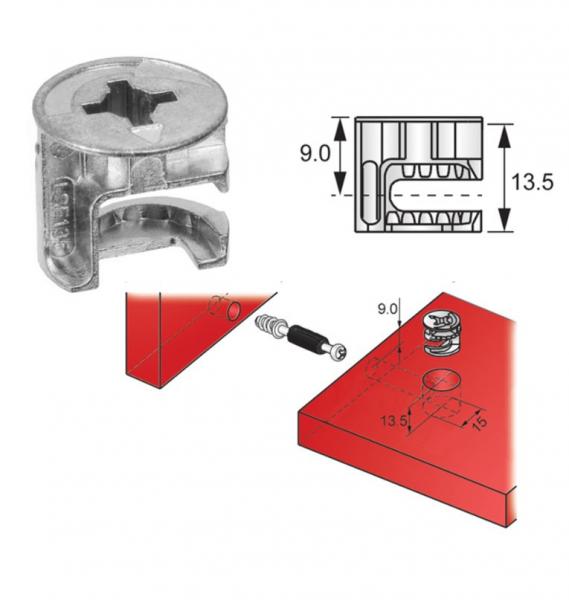 Exzenter-Schrankverbinder 13,5mm, 5 Stück