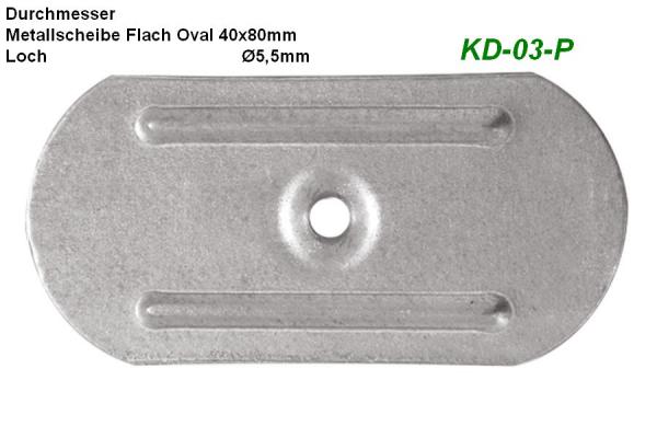 Metallscheibe Oval Flach 40x80 und 5,5mm Loch, 100Stück